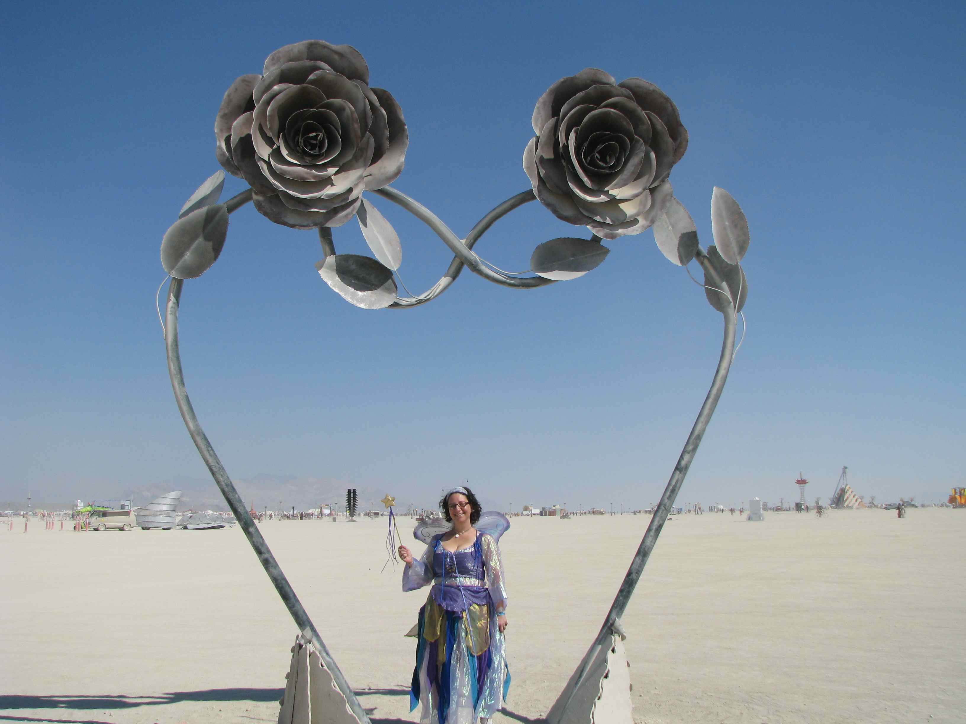 Purple Sparkle Fairy with Rose Heart Sculpture-Burning Man 2011