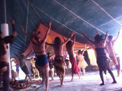 Hare Krishna dancing in the main tent in Sacred Spaces Village-Burning Man 2011