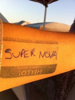 My playa name-Supernova-written on my arm-Burning Man 2011
