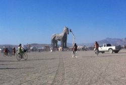 Trojan Horse being stuffed with explosives-Burning Man 2011