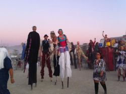 Stilt walkers at the stilt bar-Burning Man 2011