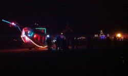 Seahorse art car on night time playa-Burning Man 2011