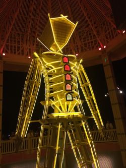 closeup of the Man at night inside pagoda