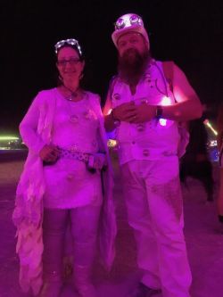 Supernova and Mystic dressed up for the white party